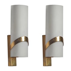 Fontana Arte, Wall Lights, Brass, Glass, Italy, 1950s