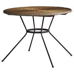 Designer américain, table, rotin, métal, États-Unis, années 1950