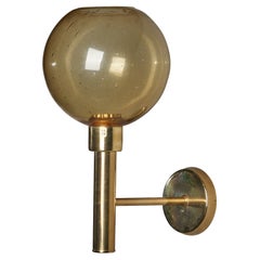 Danish Designer, Wall Light, Brass, Glass, Denmark, 1960s