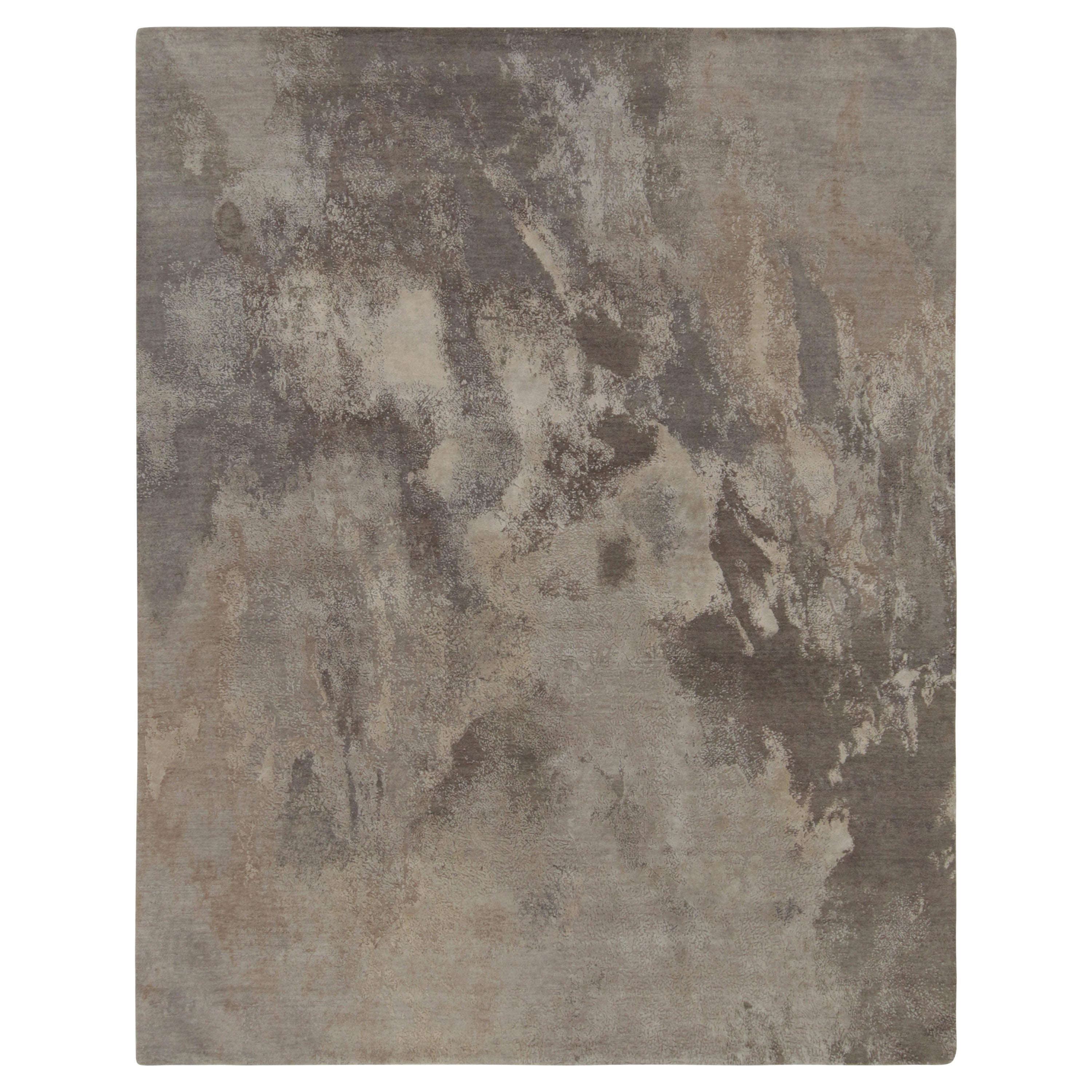 Rug & Kilim’s Abstract Rug in a Silver-Gray All over Pattern For Sale