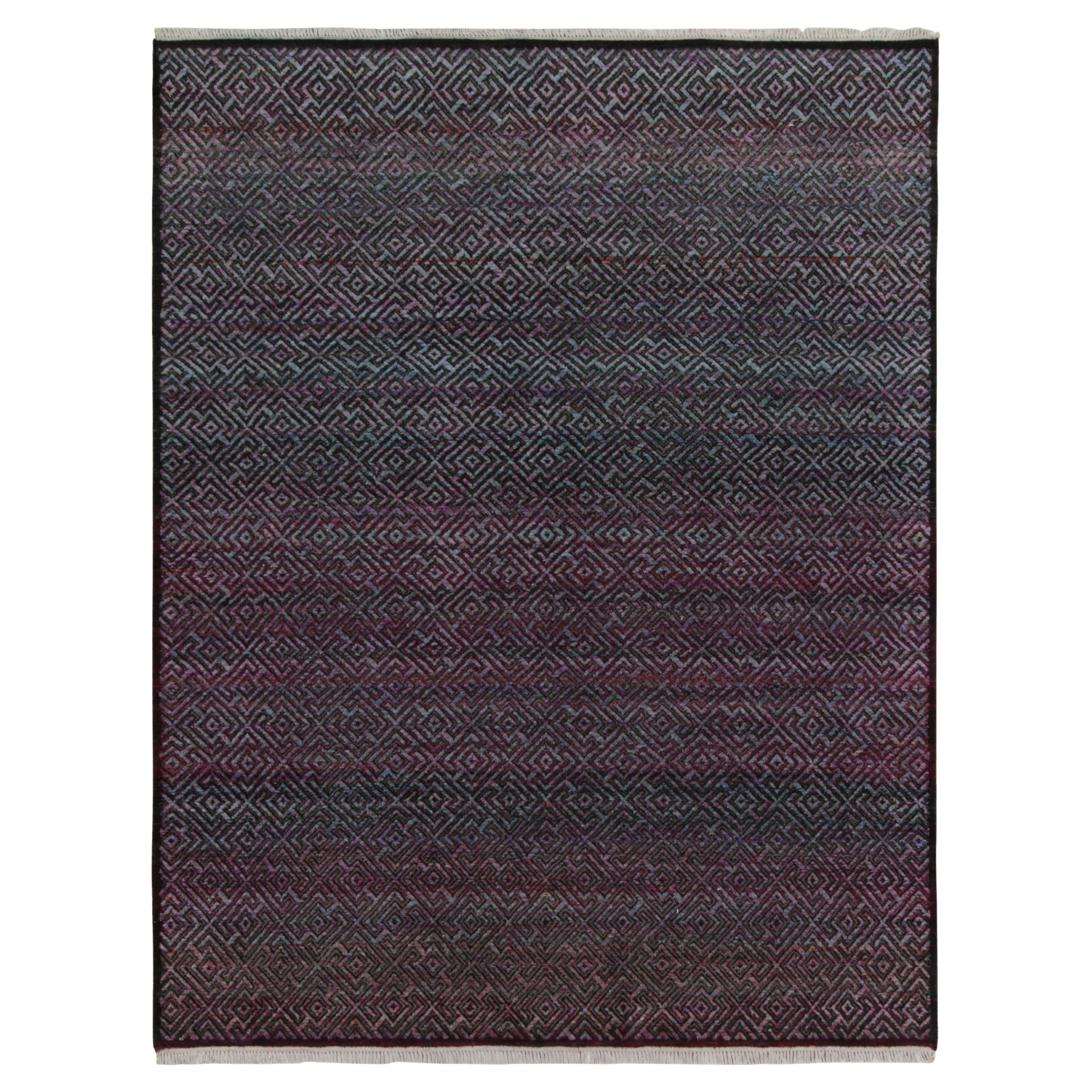 Rug & Kilim's Contemporary Teppich in Blau und Lila Geometrische Muster