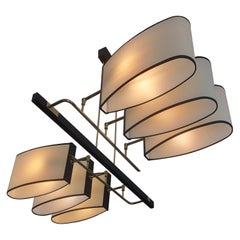 Asymmetrical 6-light chandelier Maison Lunel Circa 1950