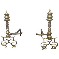 A pair of Antique English Brass Andirons