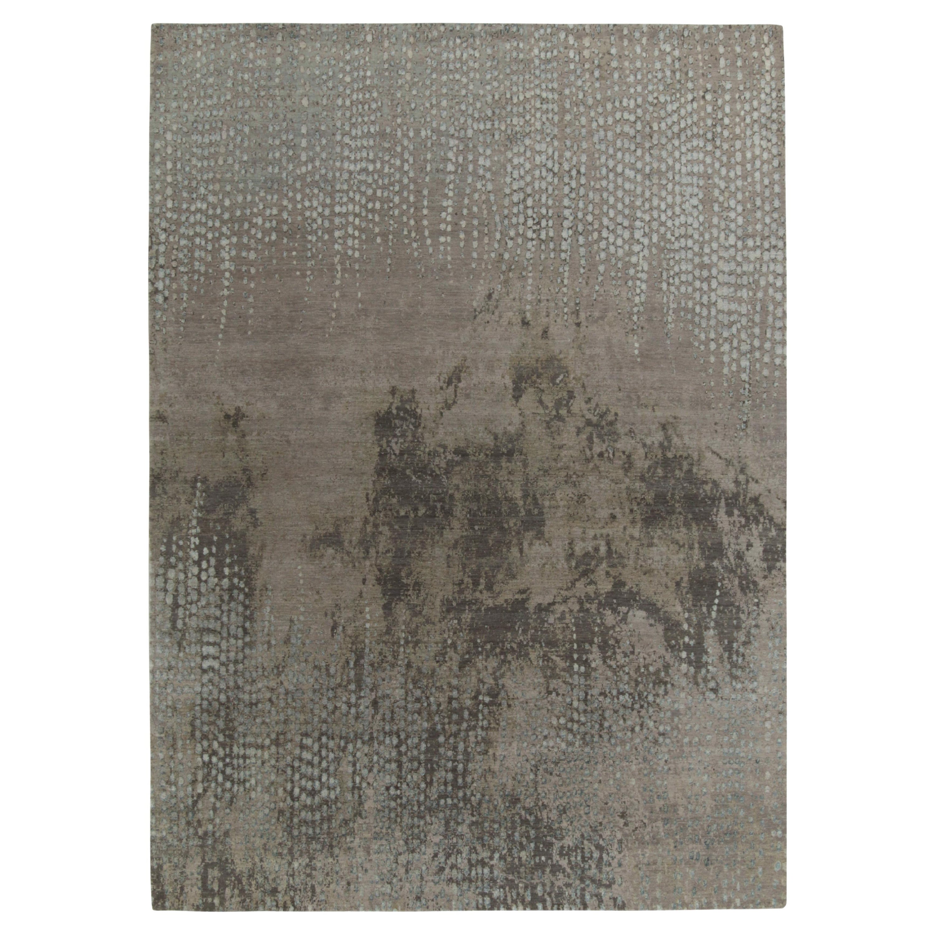 Rug & Kilim’s Contemporary Rug in a Grey, Beige and Blue Abstract Patterns For Sale