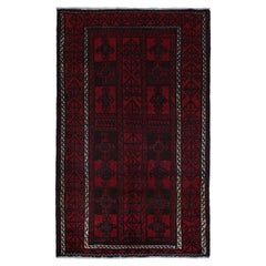 Retro Baluch Tribal Rug in Red & Navy Blue Geometric Pattern, from Rug & Kilim
