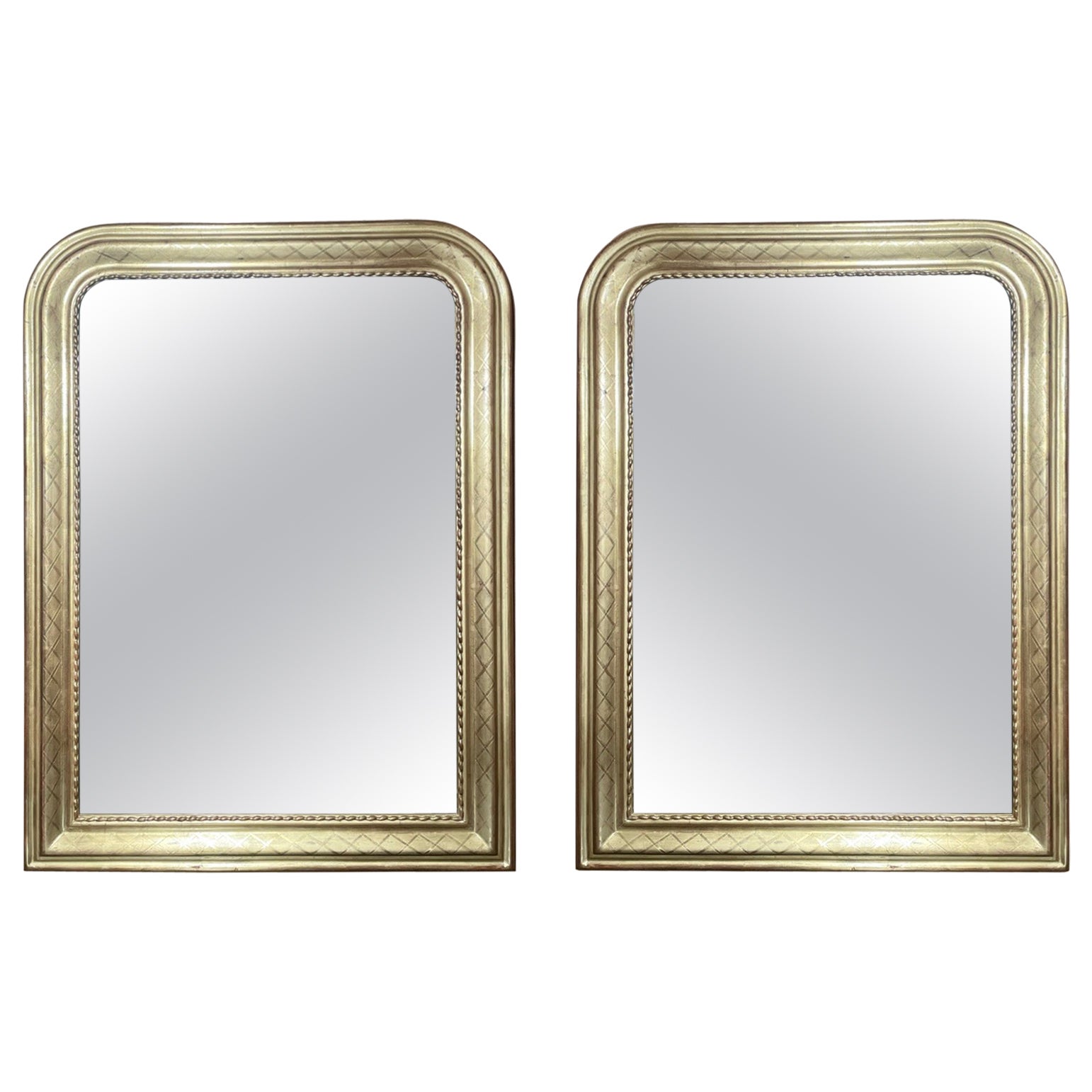 Pair of Antique Louis Philippe Gold Leaf Mirrors, circa 1890 For Sale