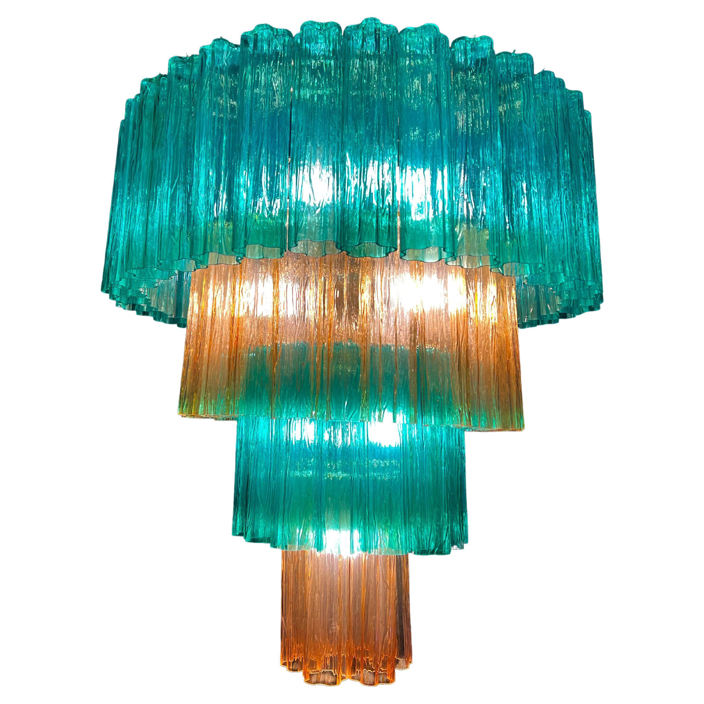 Charming Emerald and Gold Italian Chandelier by Valentina Planta. Murano For Sale