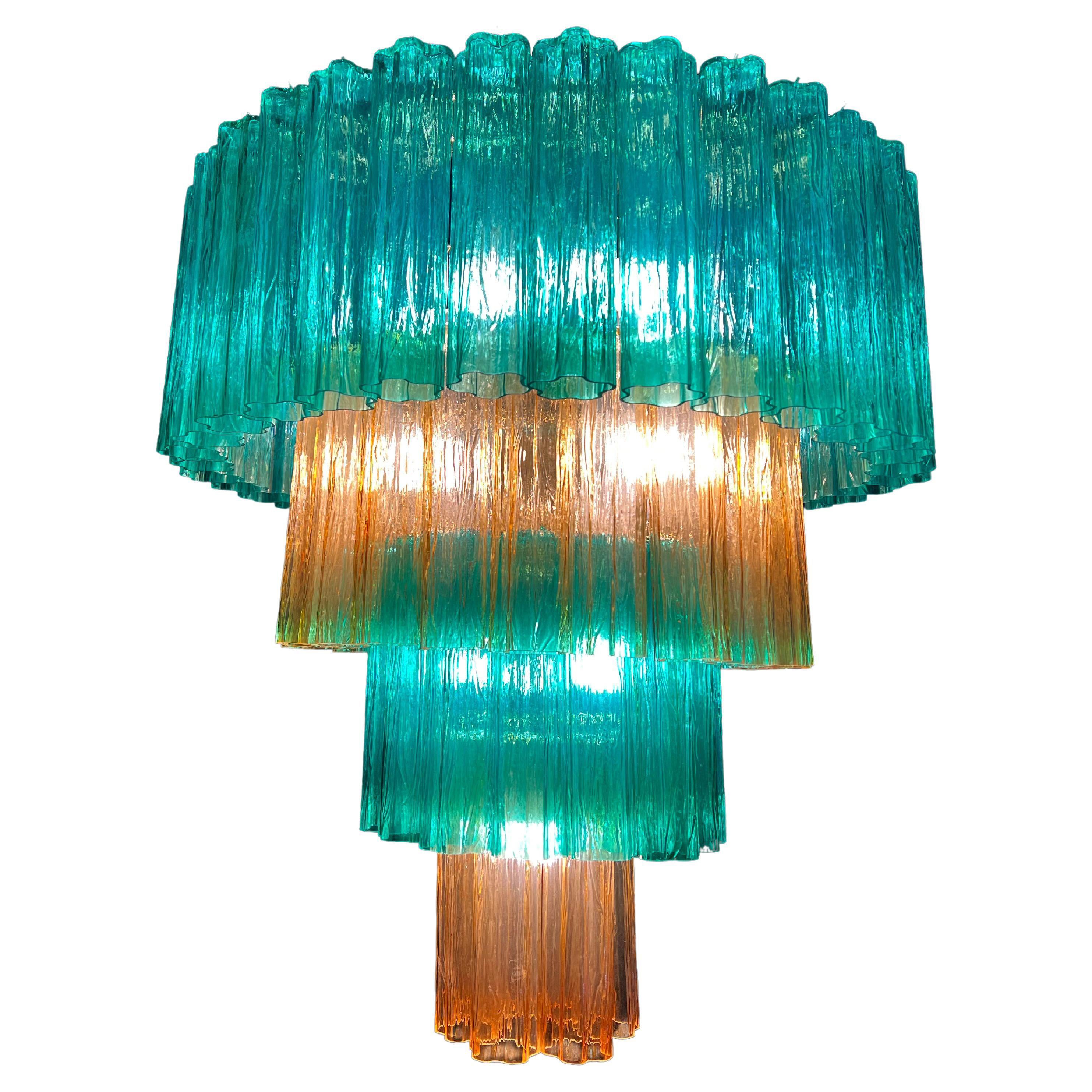 Charming Emerald and Gold Italian Chandelier by Valentina Planta. Murano