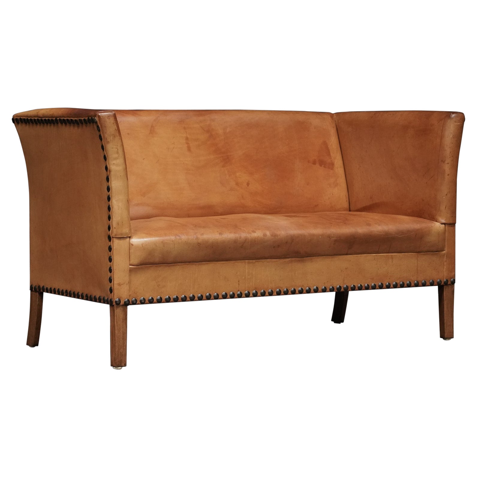Tan Leather Two Seater     