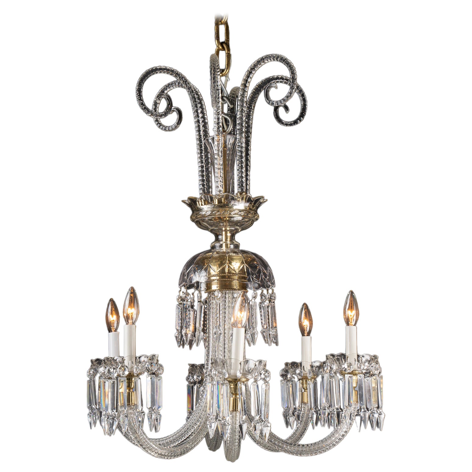 French Mid 20th Century Crystal Chandelier For Sale