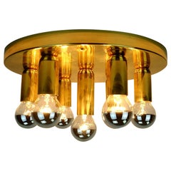 1970s CEILING FIXTURE sputnik brass space age lamp