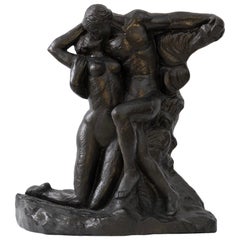 Modern Figurative Sculpture Embracing Couple 