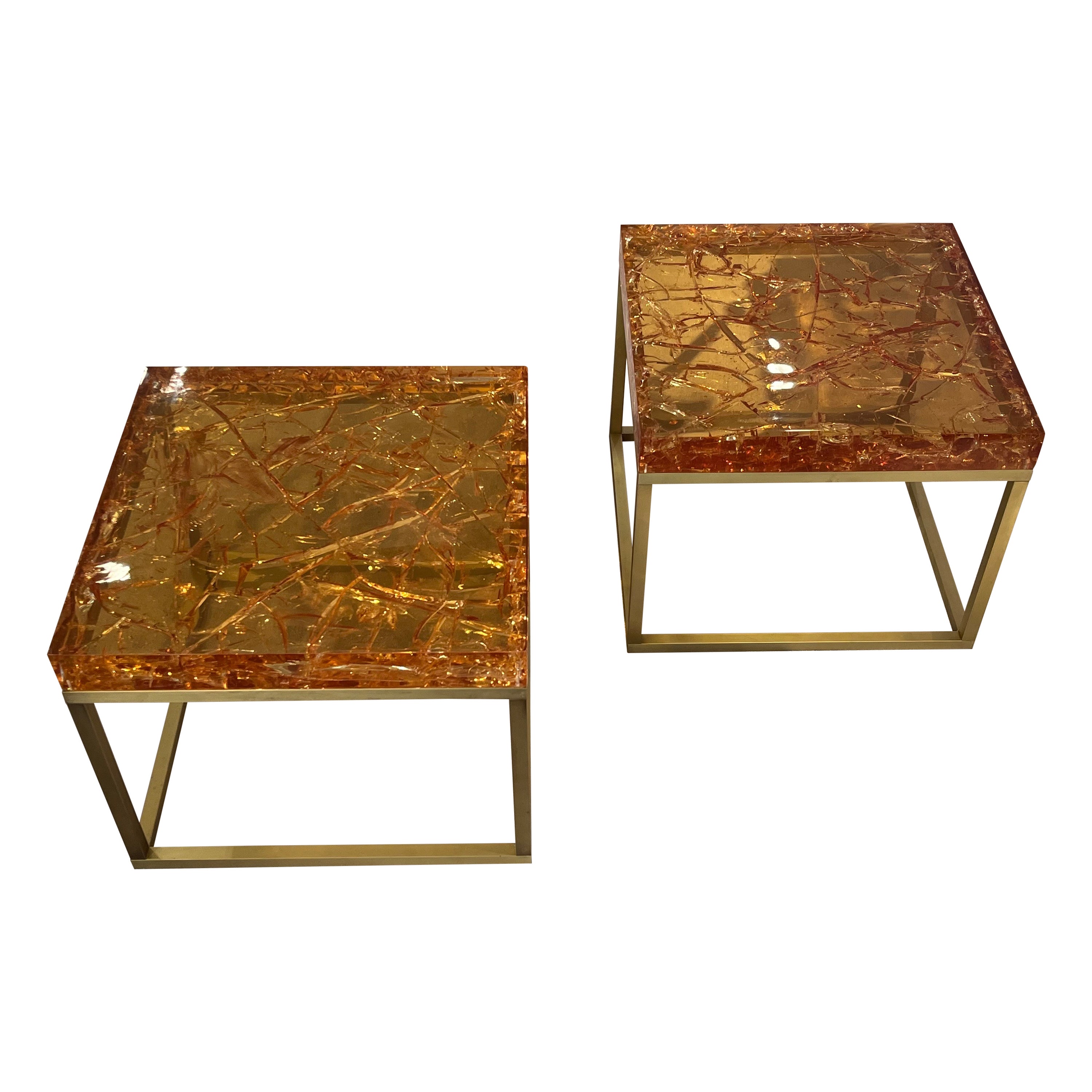 Pair Of Fractal Resin Tables By Giraudon For Sale