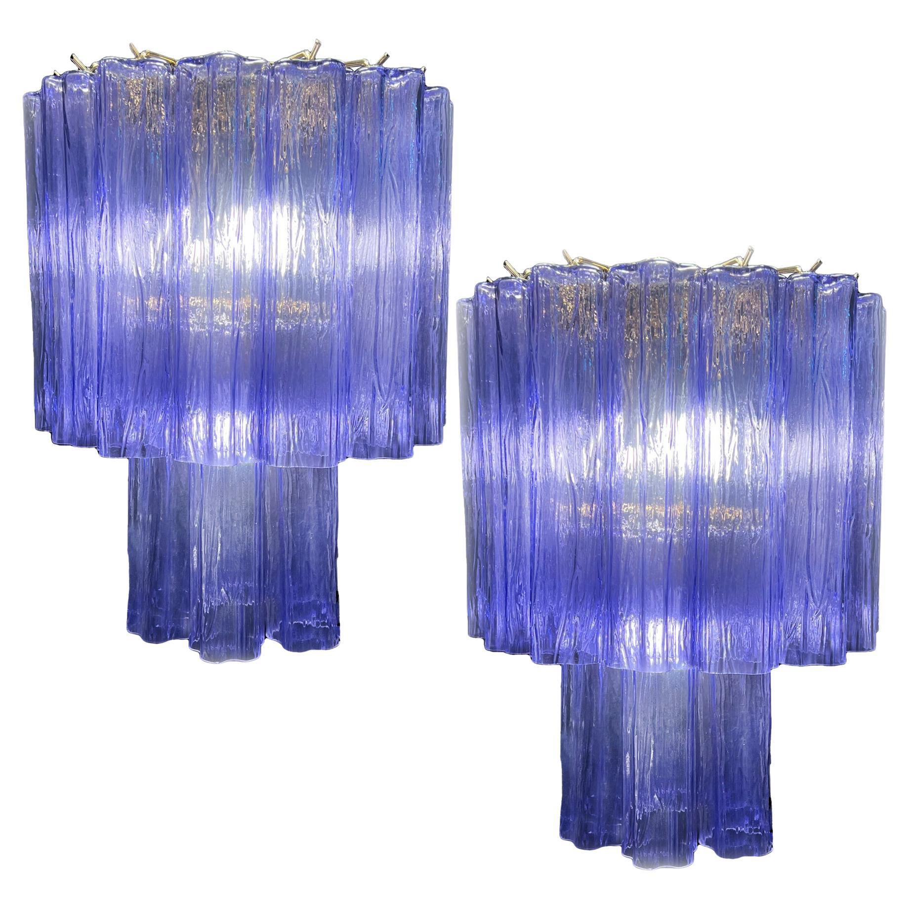 Charming Pair of Italian Amethyst Chandeliers by Valentina Planta, Murano For Sale