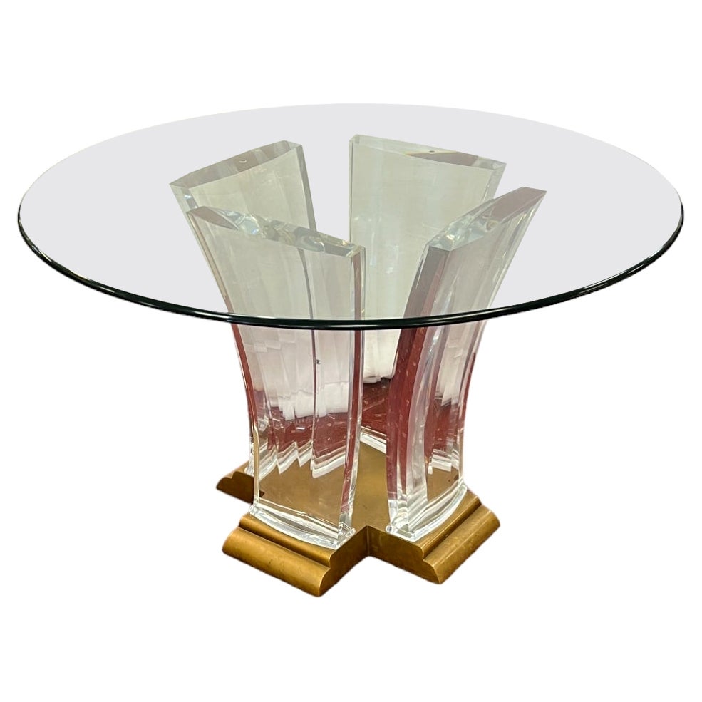 Jeffrey Bigelow Lucite and Brass Dining Table 