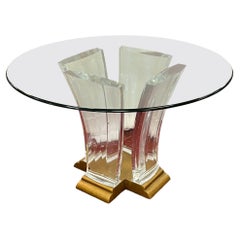 Jeffrey Bigelow Lucite and Brass Dining Table 