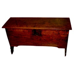 Used English William and Mary 17th Century Oak Coffer with Bootjack Ends Small Size