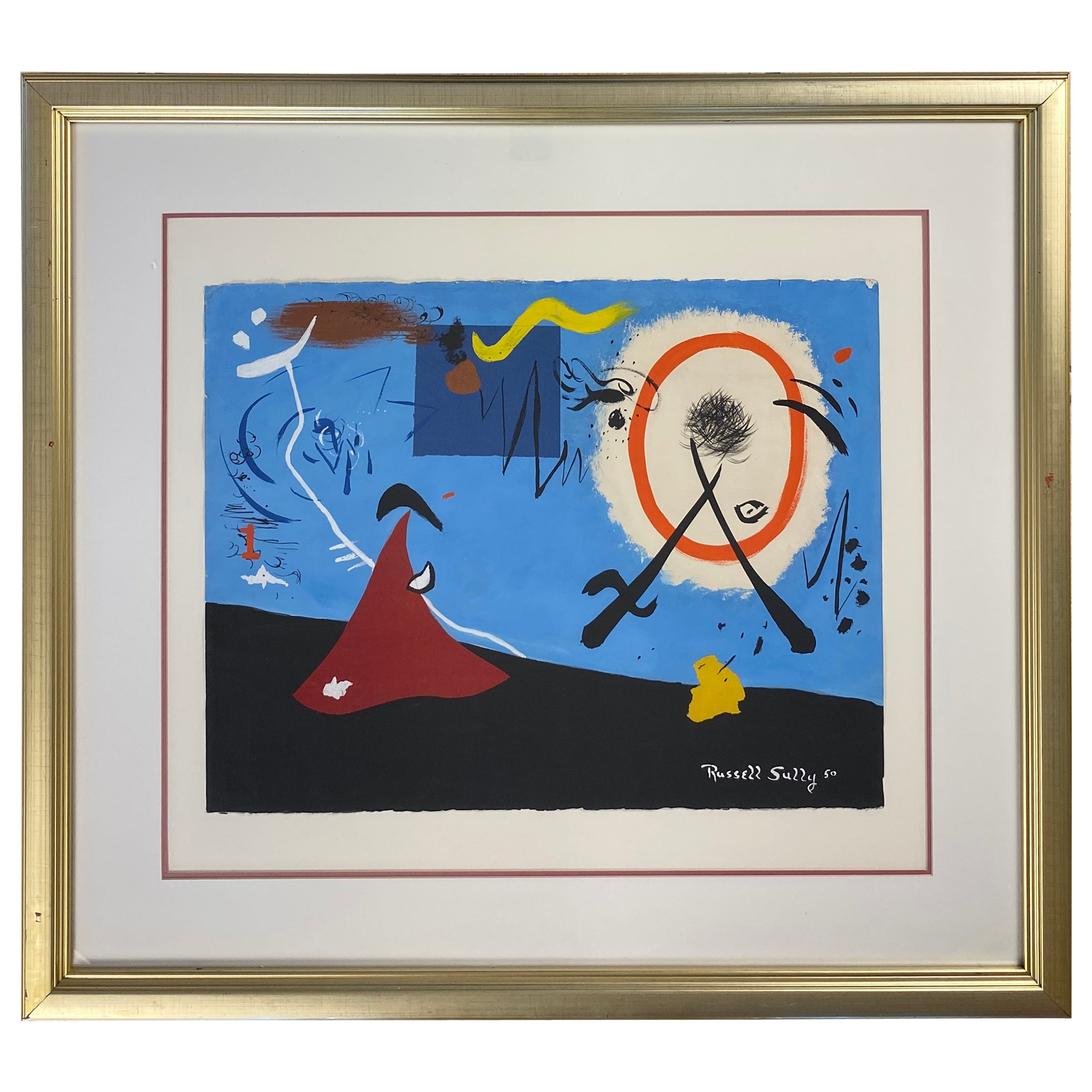 Abstrakte Komposition im Joan Miro-Stil  im Angebot