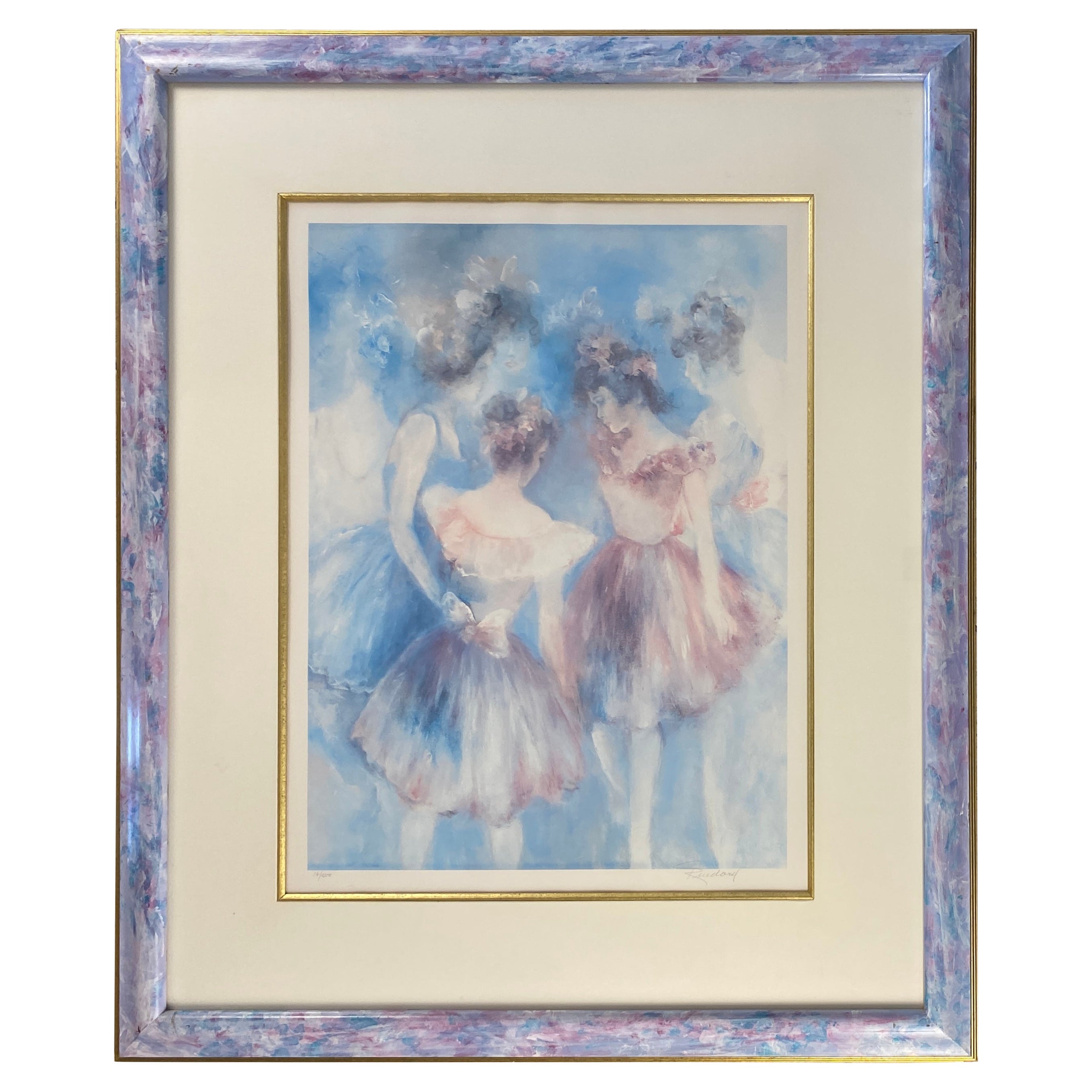 Lithographie certifiée Hilda Rindom Offset intitulée « Backstage » Ballet Dancers