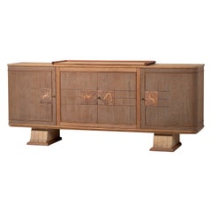 Vintage Cerused French Art Deco Oak Buffet, 1940