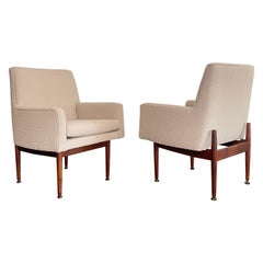 Jens Risom C180 Walnut and Wool Lounge Chairs