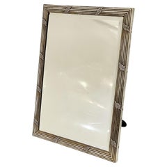 French Silver Vanity or Standing Table Mirror with Beveled Glass