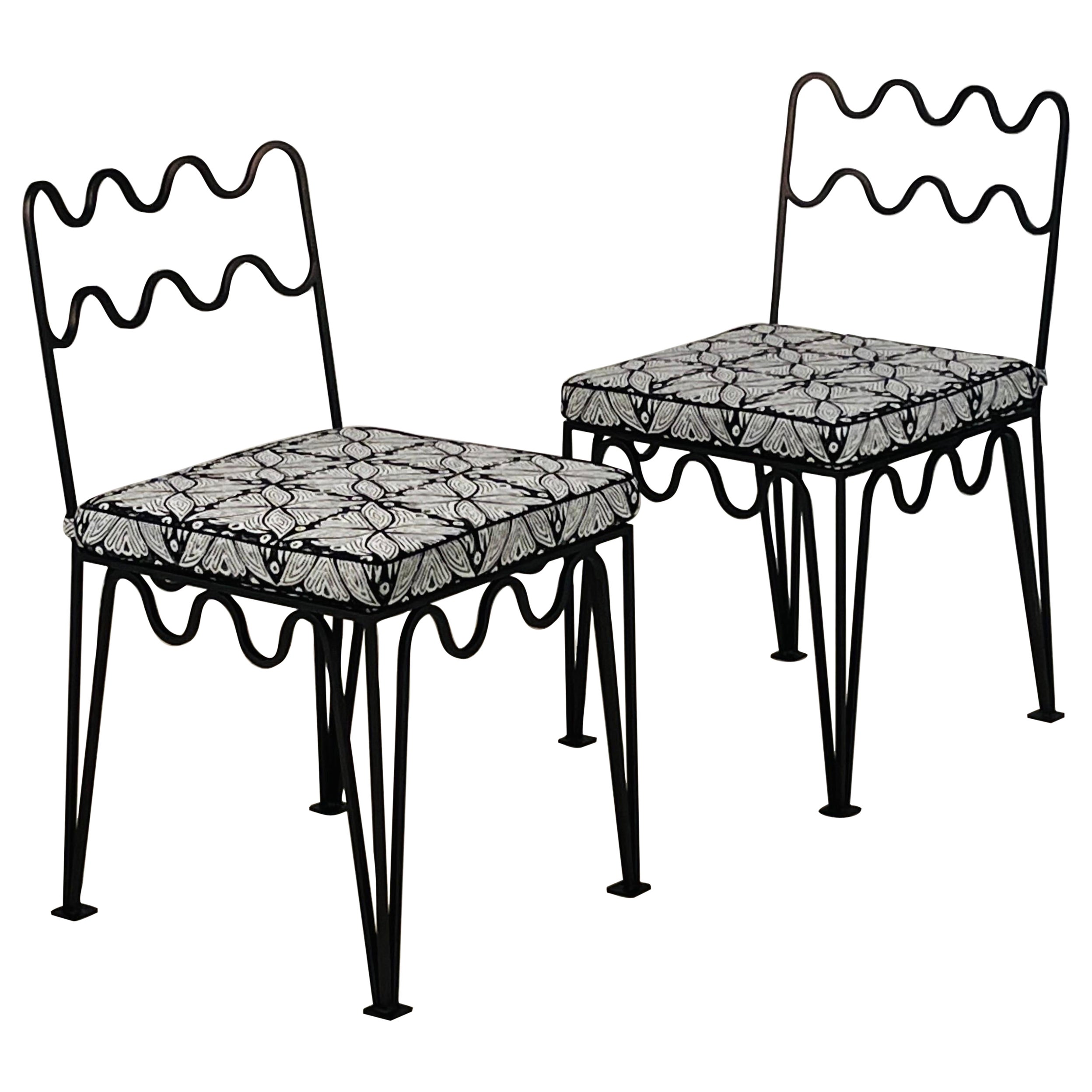 Pair of 'Méandre' Dark Bronze Outdoor Patio Chairs by Design Frères in COM For Sale