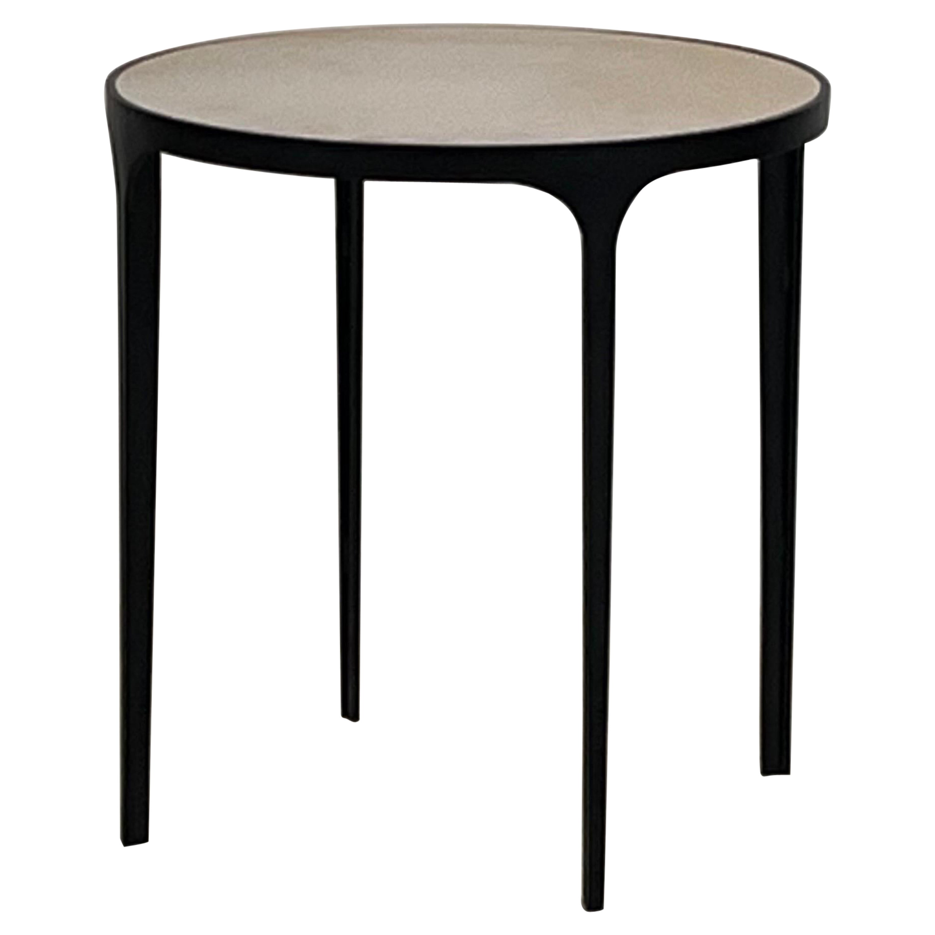 The 'Esquisse' Round Parchment Side Table by Design Frères For Sale