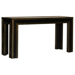 Retro Impressive French 70's Ebonized and Gilt Bronze Console