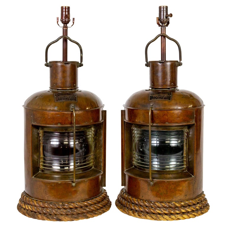 Antique Handmade Nautical Polished Brass Ship Lantern Anchor Oil LampBoat  Light