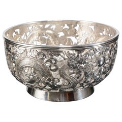 Small pierced antique Chinese silver bowl