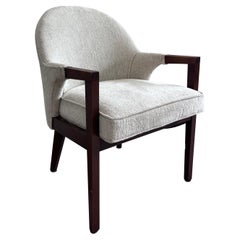 Adrian Pearsall style 1960s Walnut and Ivory fabric lounge chair