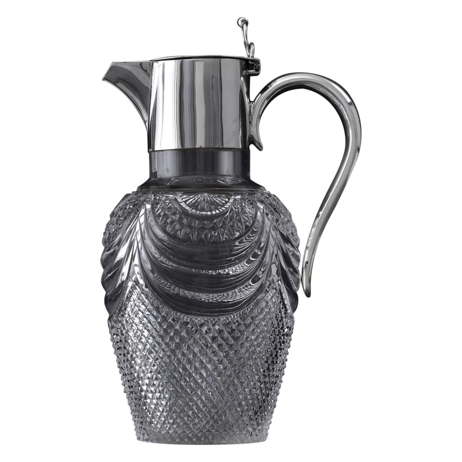 Victorian silver and cut glass wine jug For Sale at 1stDibs