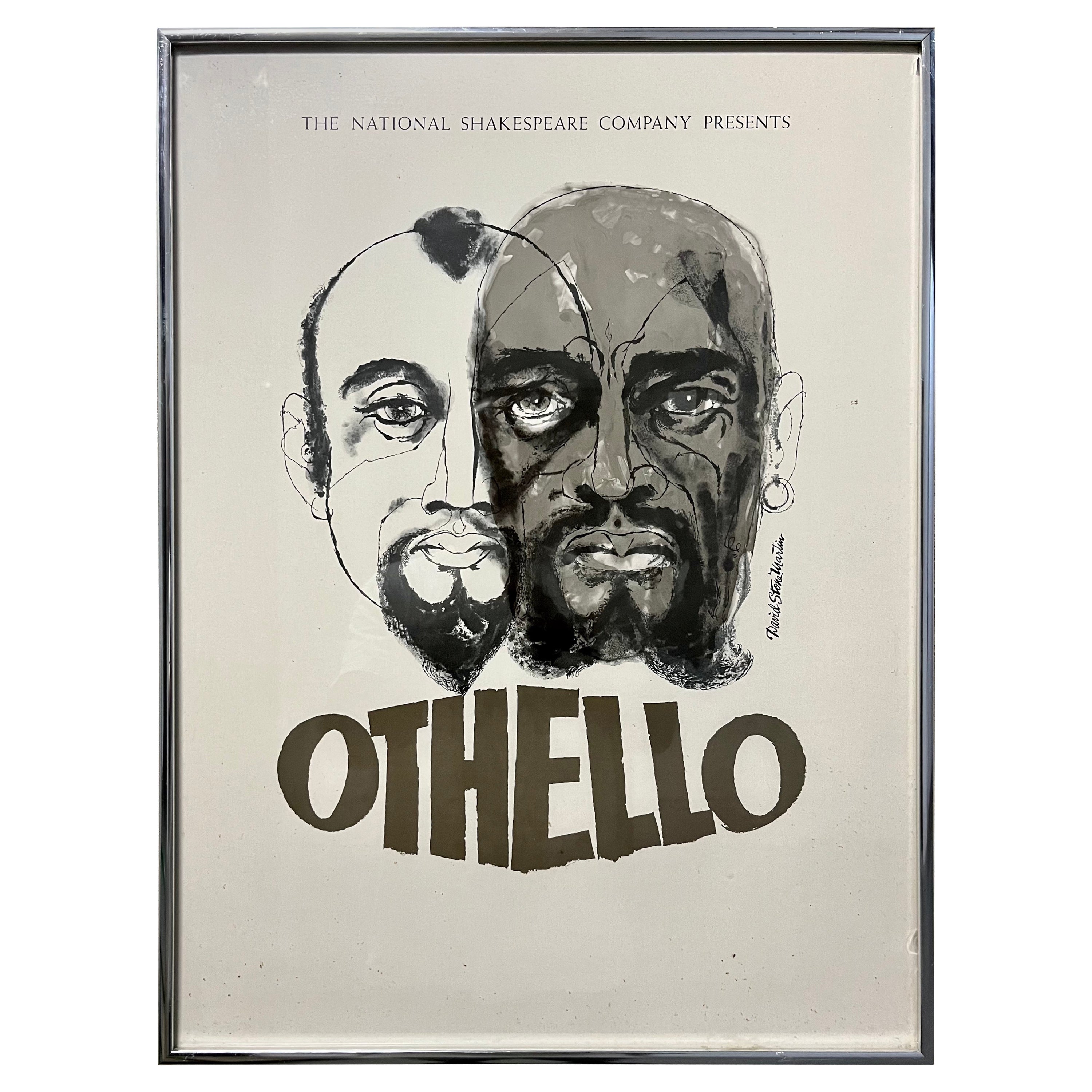 Vintage The National Shakespeare Company Presents-Othello Framed Poster. C 1970s For Sale