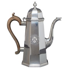 Queen Anne style Britannia silver coffee pot