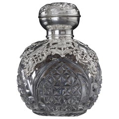 Edwardian cut glass & silver perfume bottle