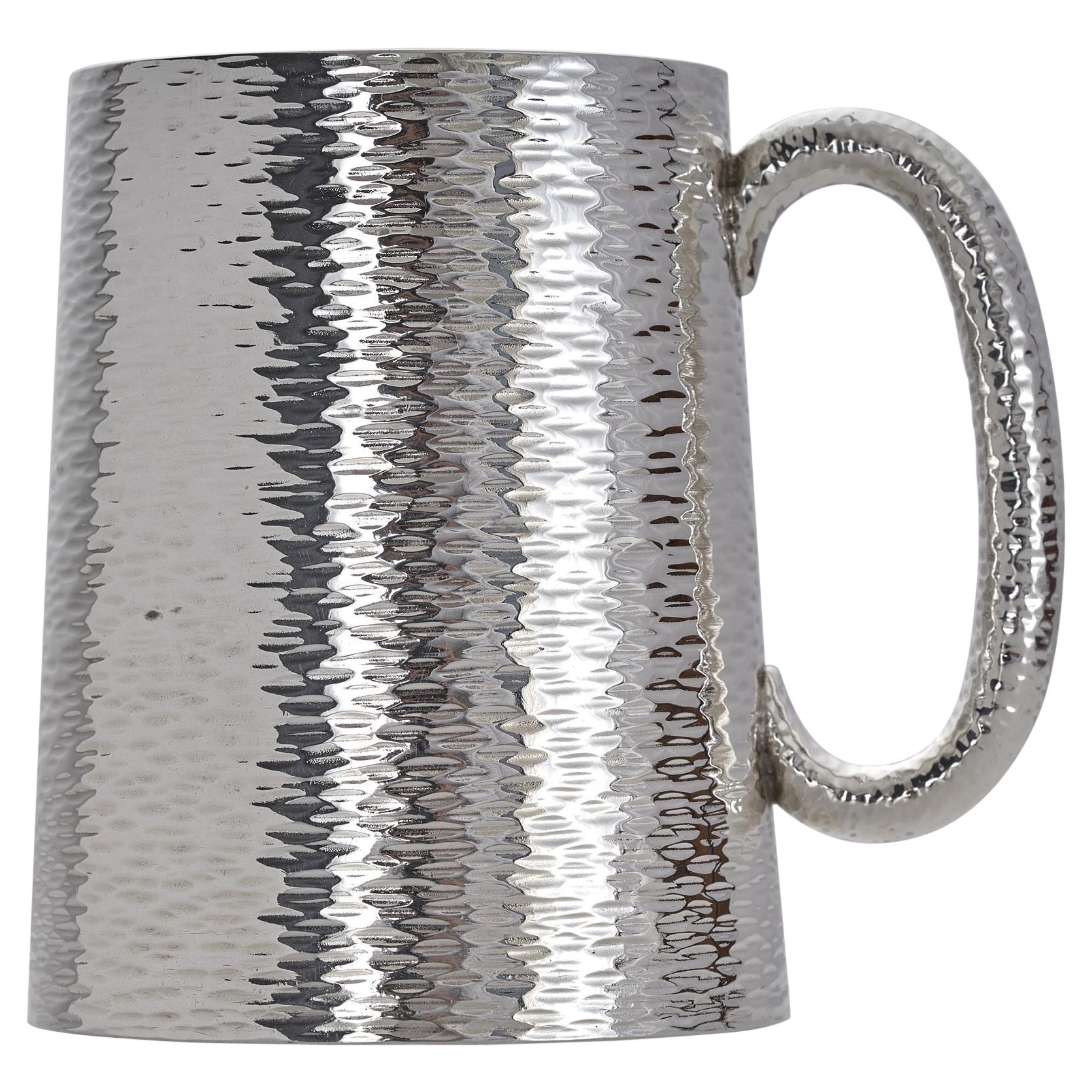 Hand-hammered Victorian silver child's mug For Sale