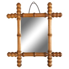 19th Century French Faux Bamboo Carved Mirror