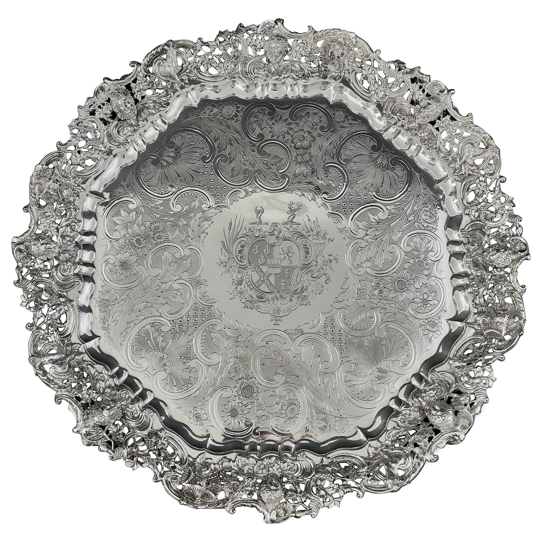 Large  George IV silver salver For Sale