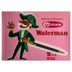 'WATERMAN' Original Vintage Advertising Poster by HERVE MORVAN C. 1960