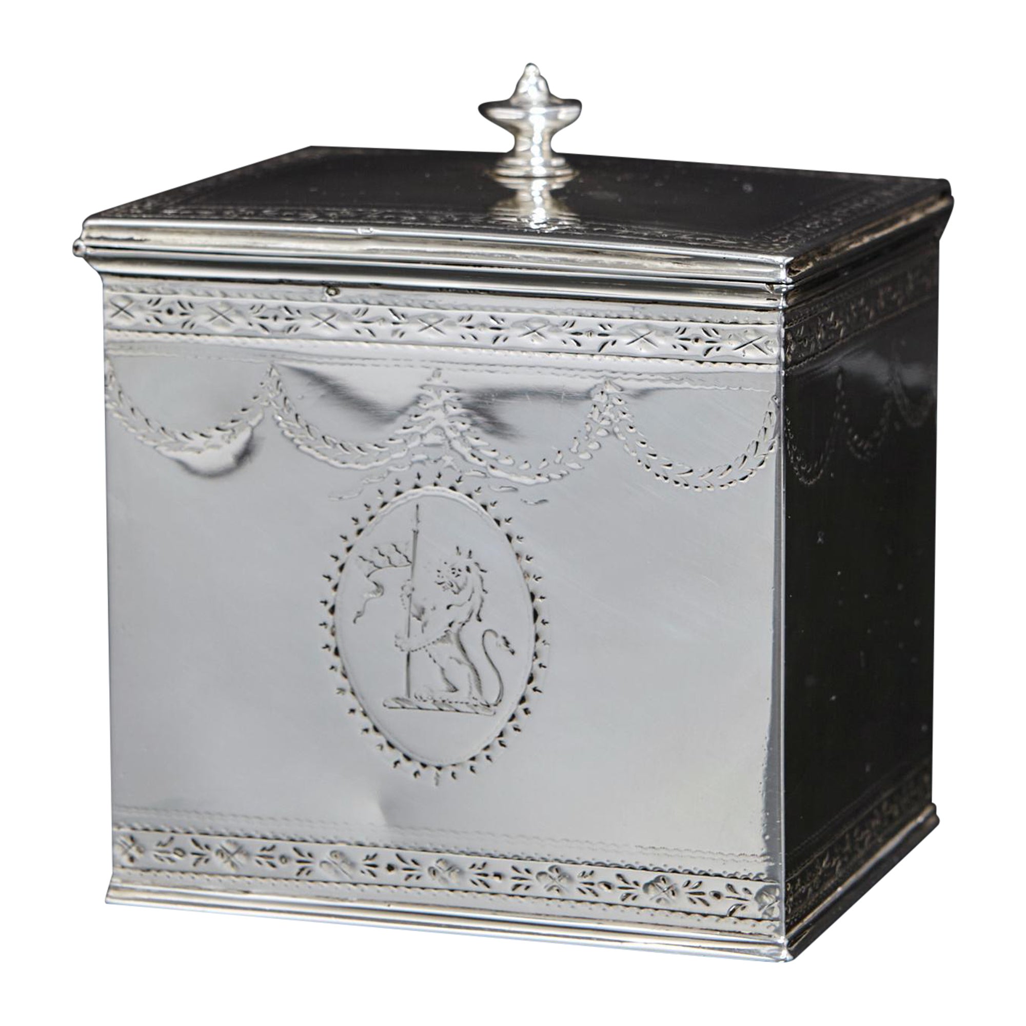 George III silver tea caddy For Sale