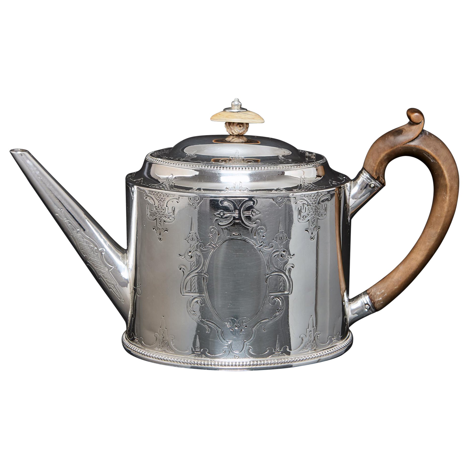 George III antique silver teapot by Hester Bateman For Sale