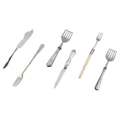 Antique A collection of old silver cutlery, six pieces. Late 19th C.