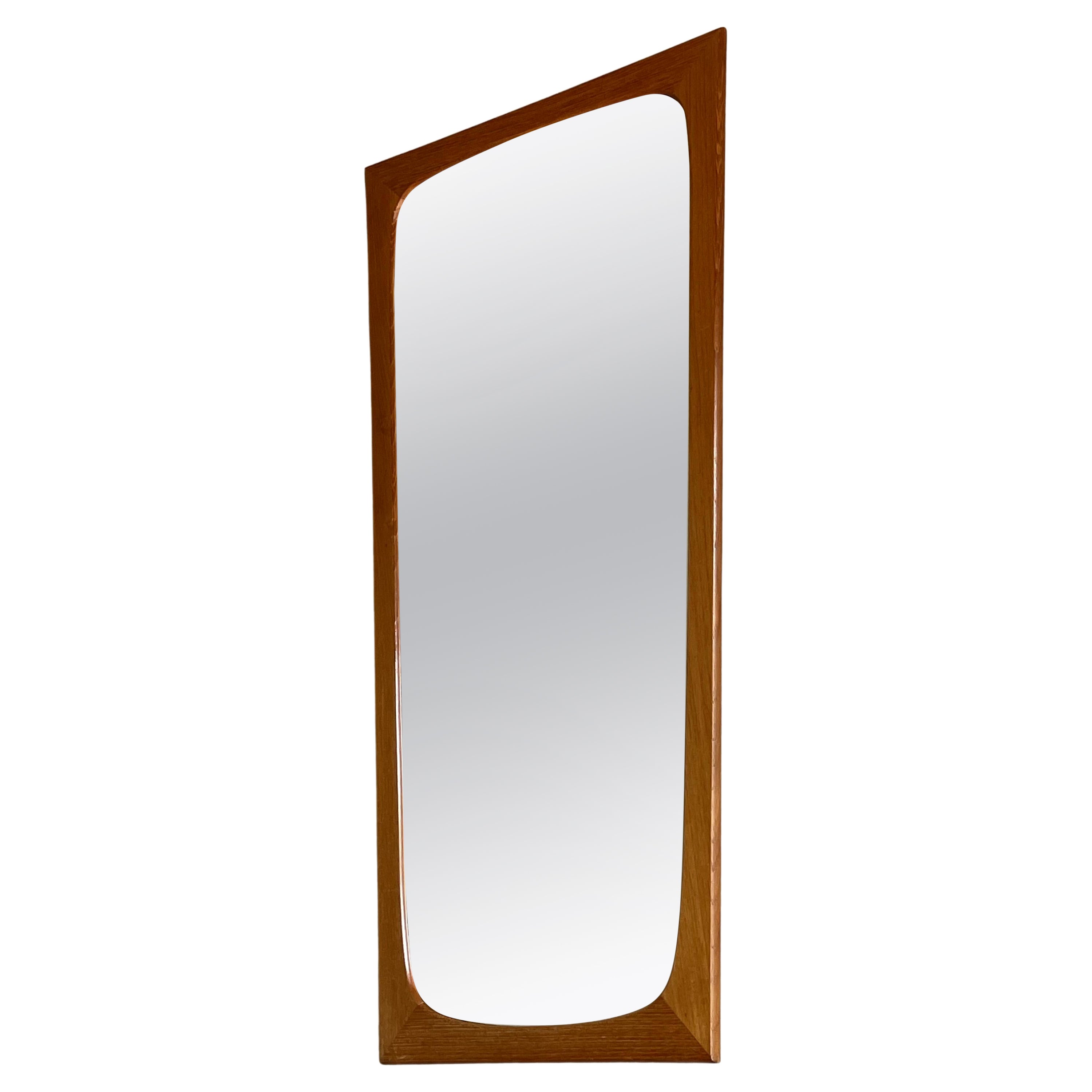 Rare Mid-Century Modern Wall / Make Up Mirror in Superb Teak Wooden Frame 1960s For Sale