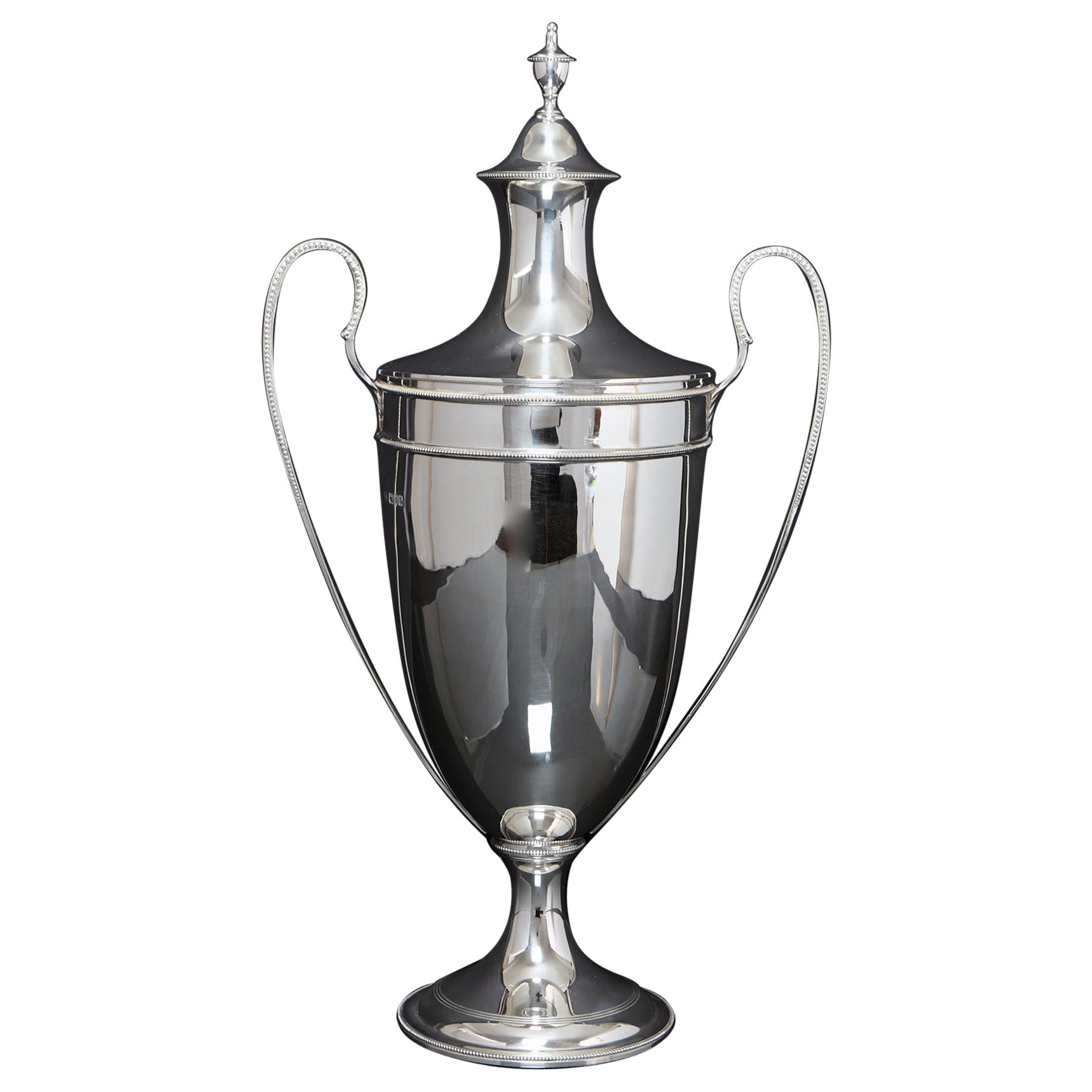 Neoclassical style antique silver trophy cup & cover For Sale