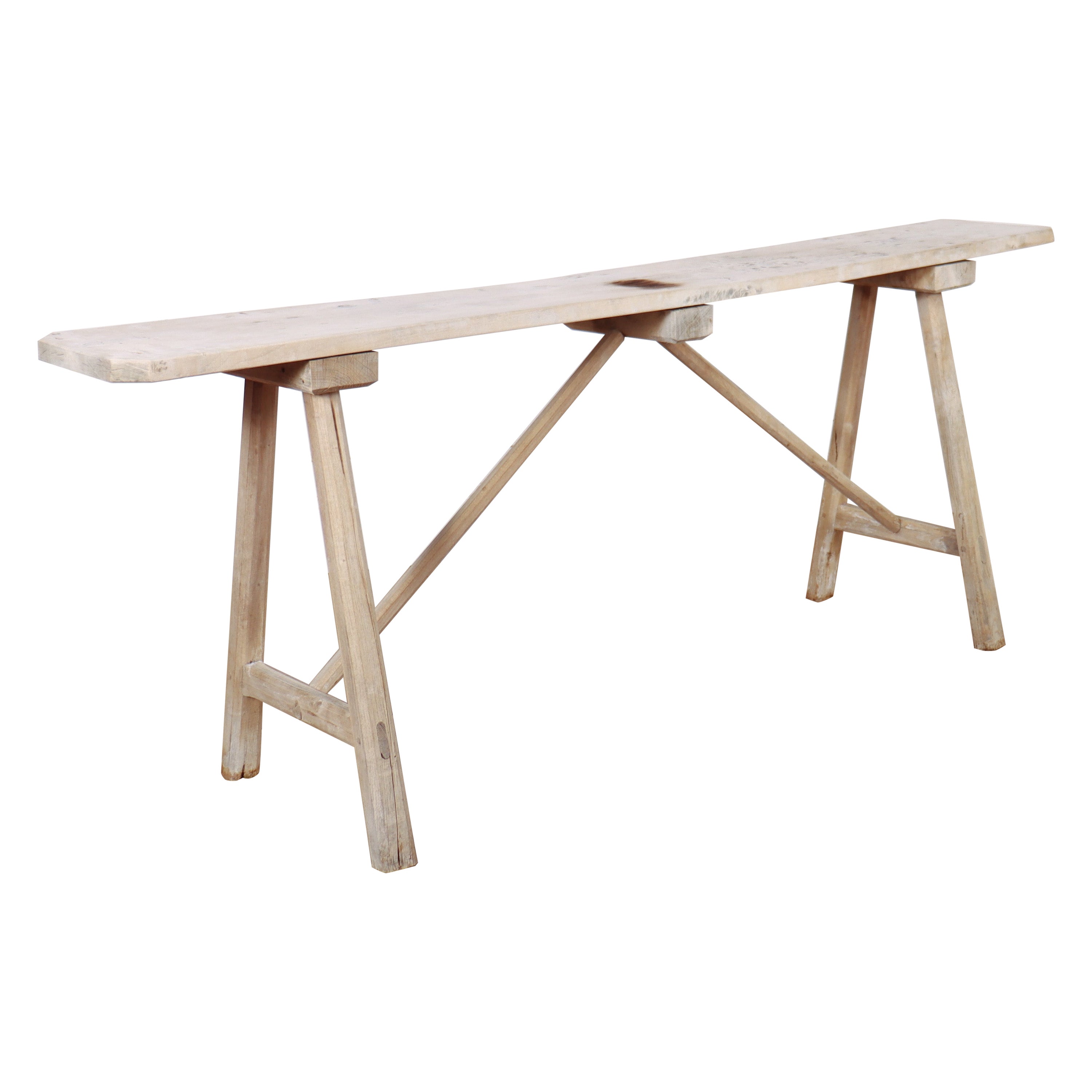 French Oak and Poplar Trestle Table