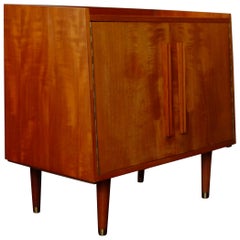 Mid-Century Modern Danish Record Cabinet Compact Sideboard with Brass Feet