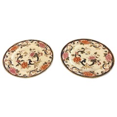 Pair of Quality Antique Hand Painted Masons Ironstone Plates