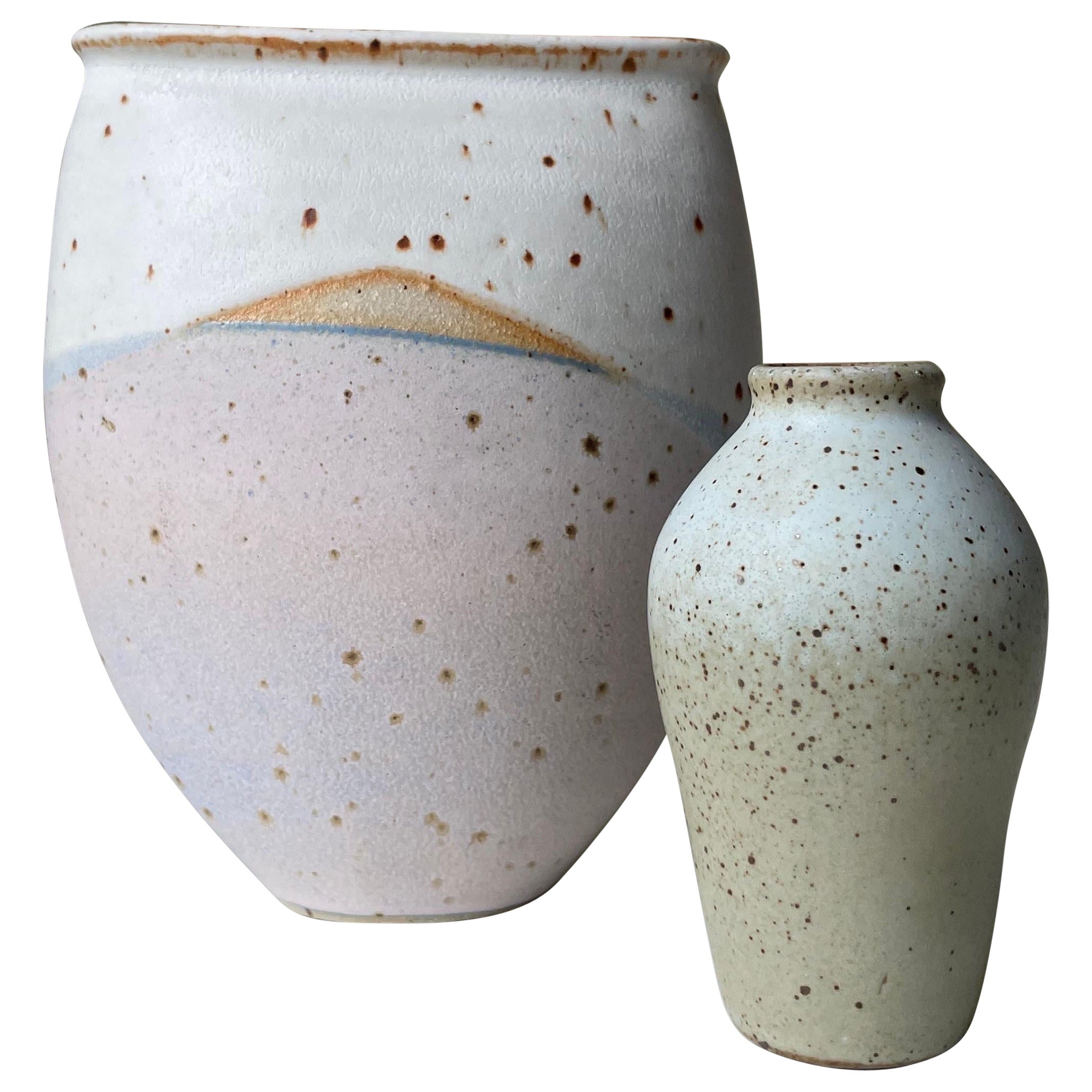 Set of Pastel Glazed Nordic Modern Ceramic Vases, 2000s For Sale