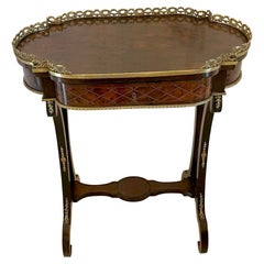 Antique Victorian Quality French Freestanding Amboyna and Kingwood Side Table